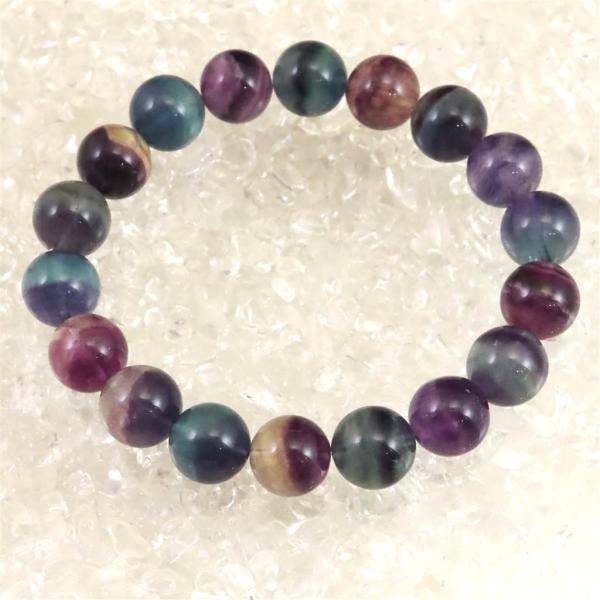 フローライトブレス　11ミリ　17.5センチ フローライト 蛍石 MIXカラー 11mm玉ブレスレット 46.8g 【榎本通商