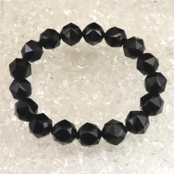 チベット産天然モリオン水晶 4A  12mm玉 スターカット ブレスレット 33.0g 【榎本通商85065】