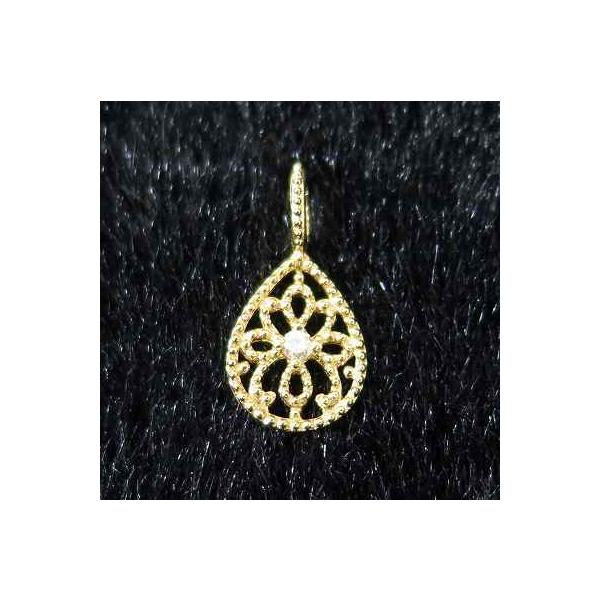 K18ゴールド ティアドロップチャーム K18 ティアドロップ チャーム ダイヤモンド付 18金イエロー