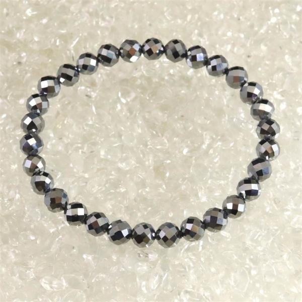 高純度テラヘルツ鉱石 64面カット 6mm玉ブレスレット 【榎本通商