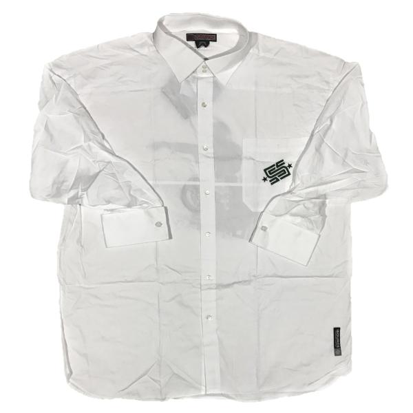 SOURCE ソース ラッパーMC 長袖 ボタンシャツ ホワイト XXL SOURCE [並行輸入品] ソース ラッパーMC バックプリント L/S 長袖