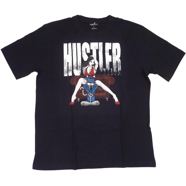 [並行輸入品] KNOCK OUT ノックアウト ハスラー プリント クルーネック 半袖 Tシャツ (ブラック)