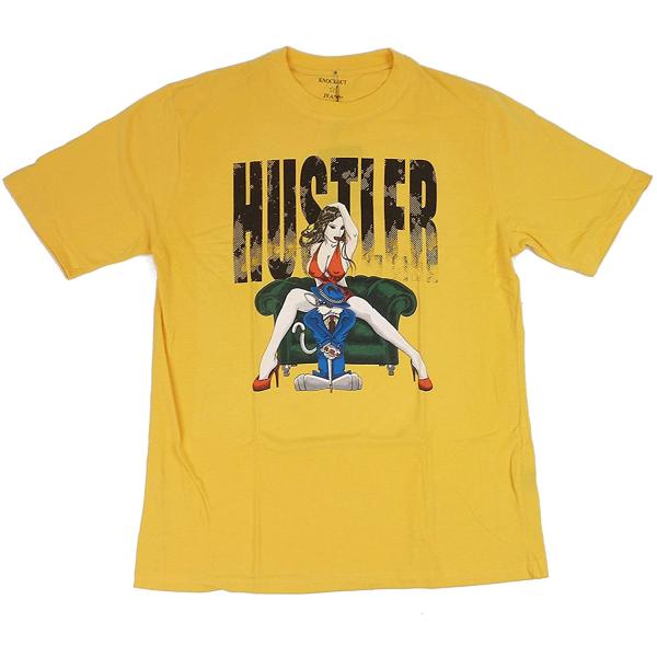 [並行輸入品] KNOCK OUT ノックアウト ハスラー プリント クルーネック 半袖 Tシャツ (イエロー)