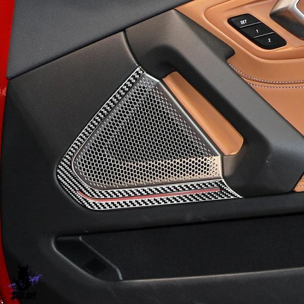 互換品  カースタイリングドアオーディオスピーカーフレーム装飾カバートリムストリップ BMW Z4 G28 2019-2022 カーボンインテリアアクセサリー.