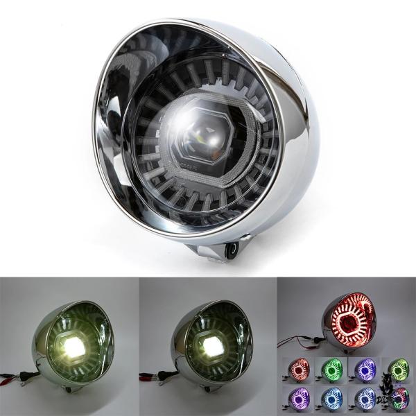 互換品 ハーレーダイナクルーズ/ホンダスティードシャドウ/VTX1300用 ユニバーサルクロームバレットヘッドライト