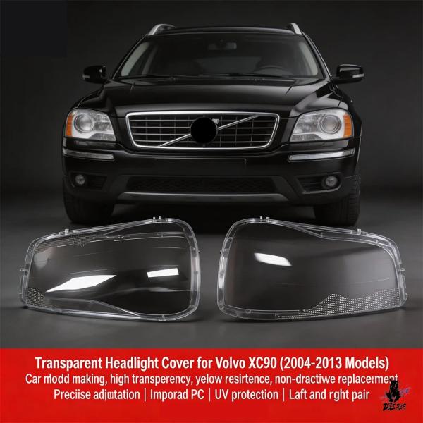 互換品 ボルボXC90 2004-2013用 ヘッドライトカバー 透明 1ペア