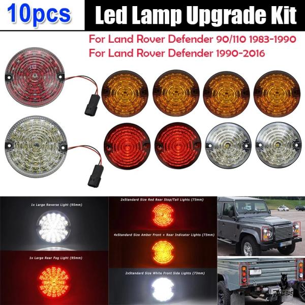 互換品 ランドローバー ディフェンダー 90/110 用 LEDフォグランプ ターンシグナルインジケータライト 1983-2016 10個セット