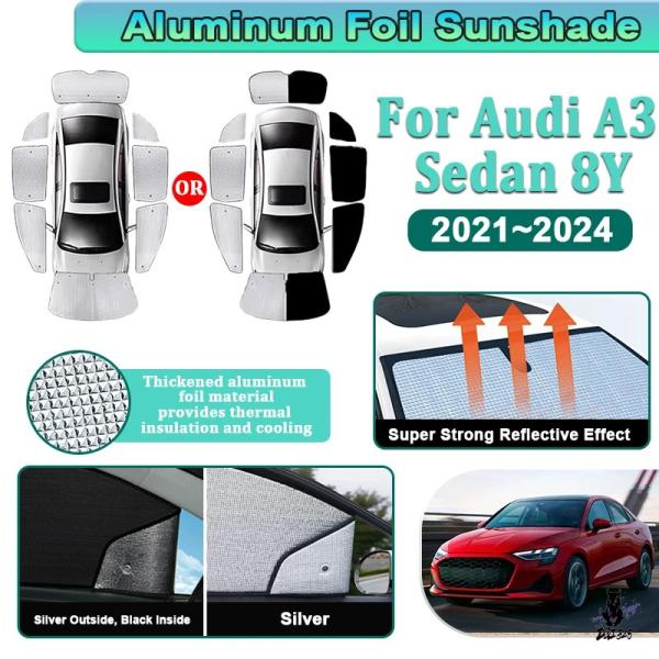 互換品 アウディ A3 セダン 8Y 用 サンバイザー フロントガラスサンシェード 2021-2024