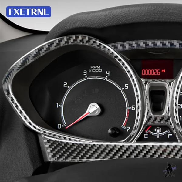 互換品 フォード フィエスタ MK6/MK7 用 2011-2019 ソフトカーボン柄スピードメーターフレーム