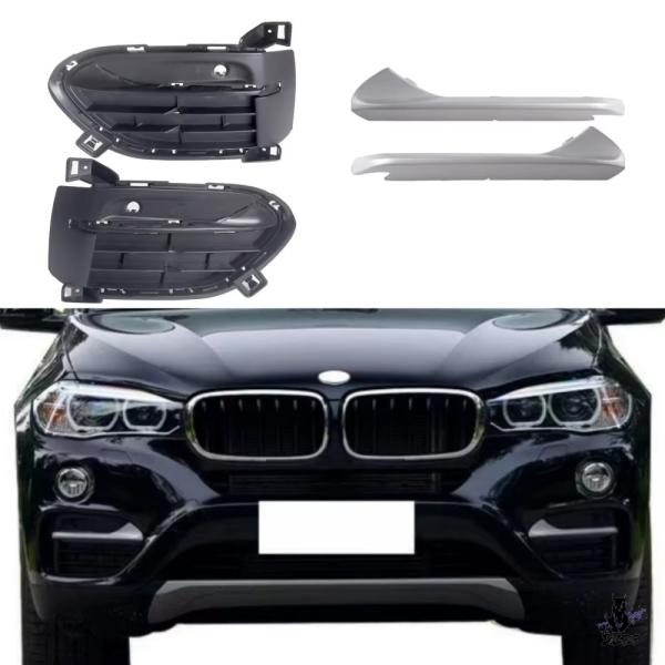 互換品 BMW X6 F16 2015-2019 フロントバンパーグリルフォグランプカバー 51117319777 51117343259