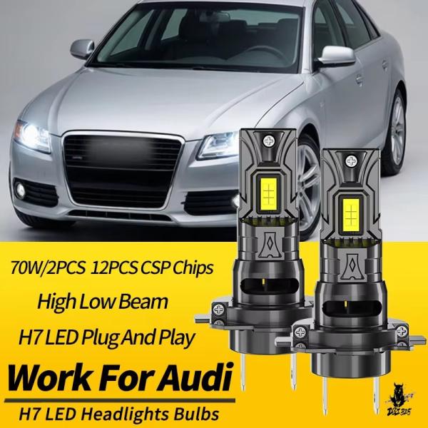互換品 アウディ A4 2007-2014 用 H7 70W LEDヘッドライトバルブ 2個セット