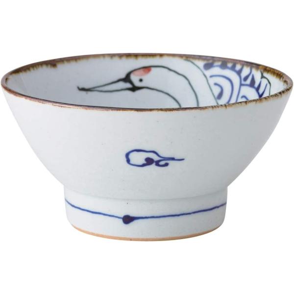 鶴は千年亀は万年というように長寿を象徴する吉祥の鶴を描いた 茶碗 直径12cm 容量275ml お正月や敬老の日 還暦を祝う贈り物にもぴったりです