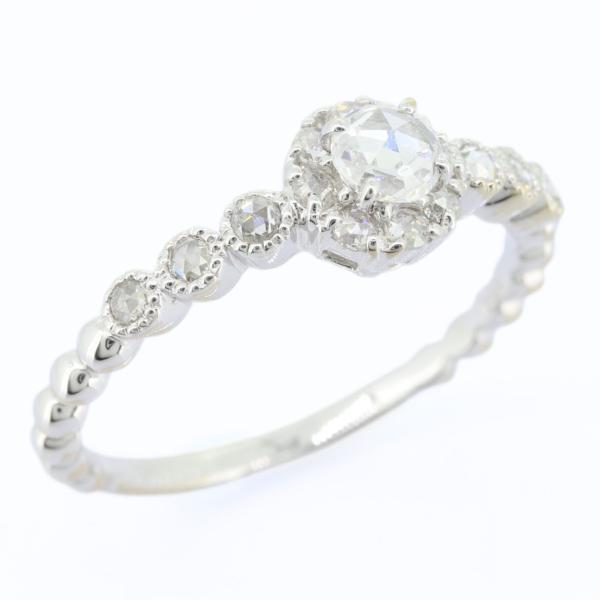 K18WG ローズカットダイヤモンド リング D0.21ct / D0.12ct 上品な輝き 新品仕上げ済み 【中古】 / 9787 YMRE