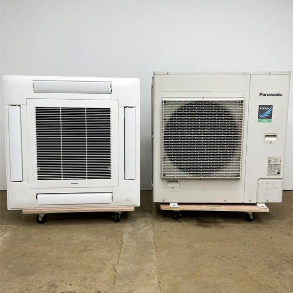 業務用天カセエアコン　ツイン　パナソニック　高年式　取り外し済み 業務用エアコン パナソニック 天井埋込カセット形2方向 - 業務用