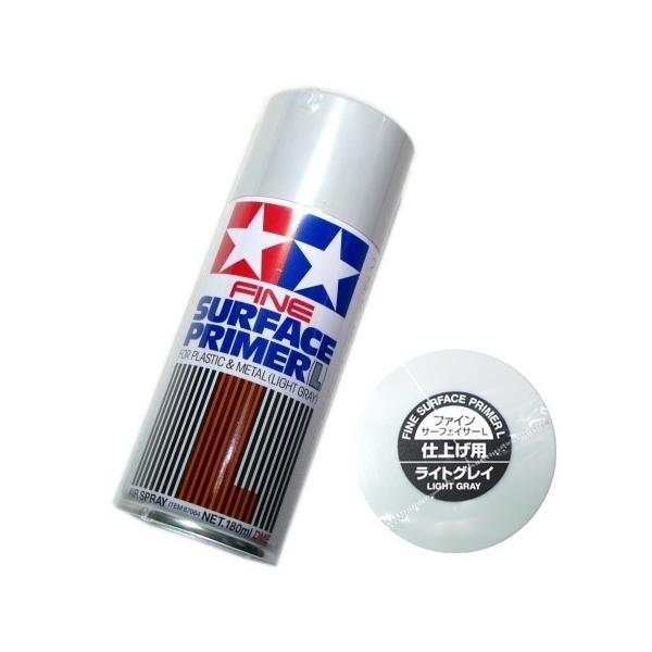 タミヤ ファインサーフェイサー （ライトグレイ） L缶　“下地塗装スプレー”　（180ml）　タミヤ模型タミヤ模型合成樹脂塗料プラモデルや金属モデルなど塗装下地用スプレー塗料正味量＝１８０ｍｌ塗り面積＝１．２６平方メートル