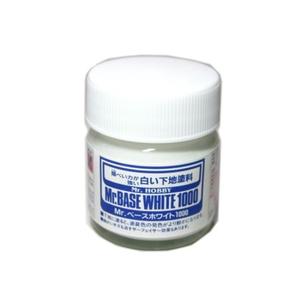 Mr.ベースホワイト 1000 “白い下地塗料” GSクレオスMr.HOBBY GSIクレオス塗装の下地処理に！隠ぺい力が強い♪ビン入りサーフェイサー　NET：40ml※パッケージデザインが写真と異なる場合があります