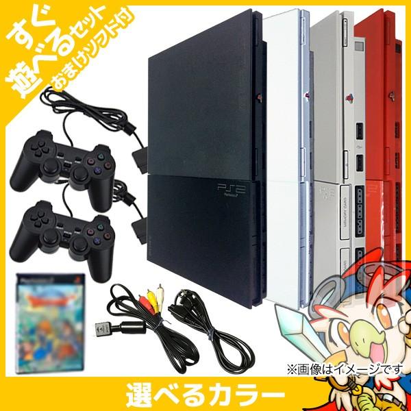 PS2 本体 中古 純正 コントローラー 2個付 おまけ PS2 ソフト 1本付