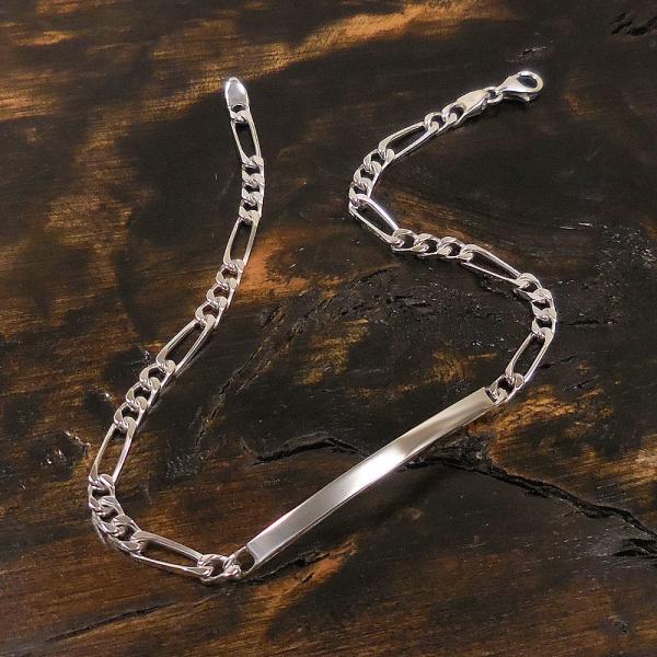 アンクレット つけっぱなし 名入れ 刻印 シルバー925 フィガロチェーン 26cm イタリア製 サツルノ インポート メンズ レディース