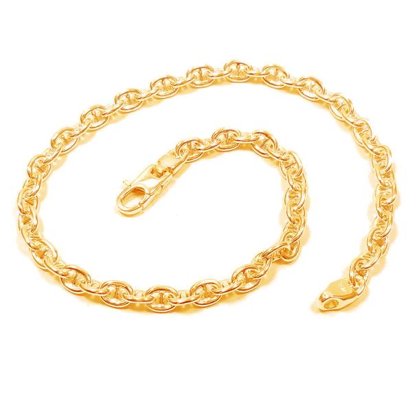 イタリア製 18KG アンクレット アンクレット シルバー925 K18メッキ マリンチェーン アンカーチェーン