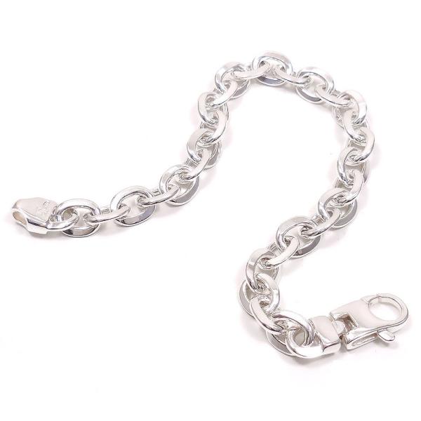 イタリア製 シルバーブレスレット シルバー925 チェーン ブレスレット シルバー925 太アズキチェーン 7mm 19.5cm