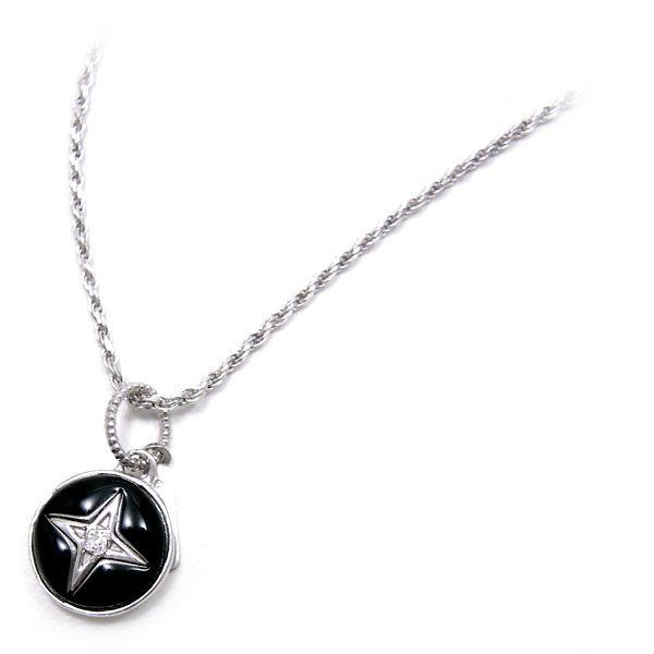 シルバーペンダントネックレス デザインクロス：丸型ブラック イタリア  