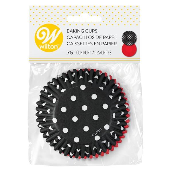 スタンダードカップドットブラック＆レッド75CT Wilton ウィルトン ウィルトン マフィン カップケーキ お弁当 紙カップ