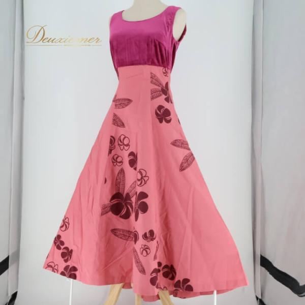 中古 FANCY DRESS ファンシードレス フラダンス 衣装 ワンピース ドレス ピンク系 ベロア アシンメトリー ノースリーブ ワントーン かわいい 上品 高級感 …
