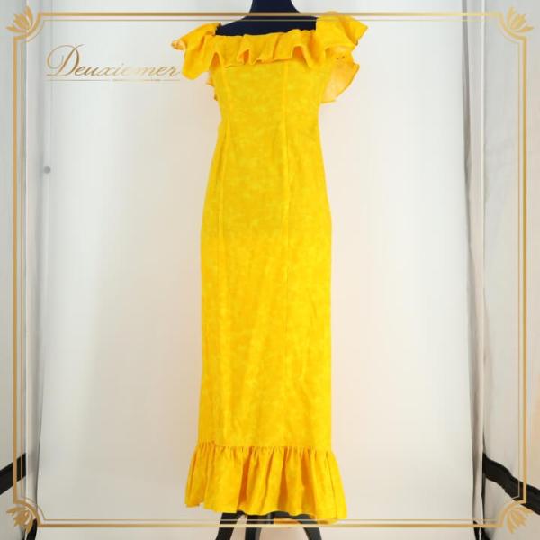 【中古】Hula Dream フラドリーム フラダンス 衣装 ワンピース ドレス イエロー系 フラ ダンス 黄 明るい 華やか シンプル ハワイアン アロハ フリル かわいい…