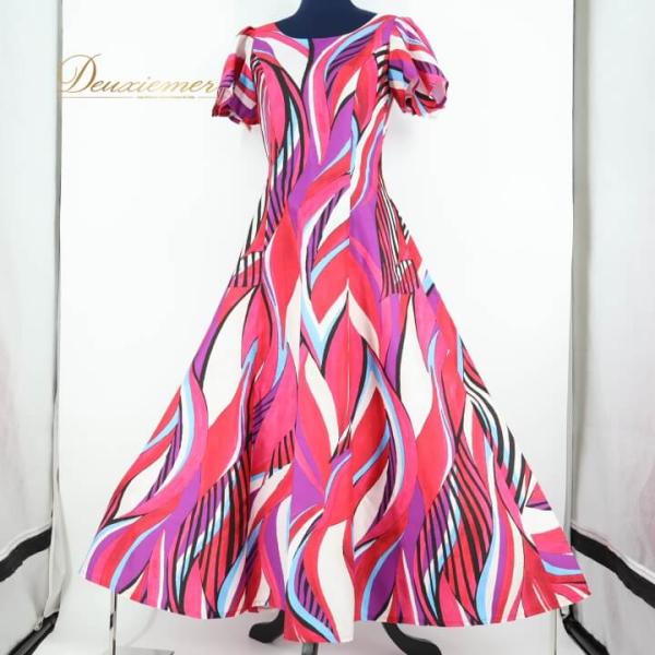 【中古】HIROKO KOSHINO ALOHA STANDARDS アロハスタンダード フラダンス 衣装 ワンピース ドレス ピンク系 フラ ダンス 鮮やか ハワイアン 紫 水色 黒 白 日…