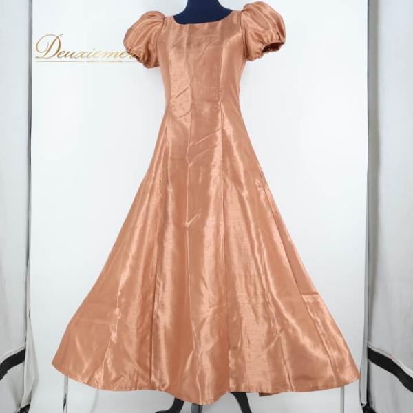 【中古】Paondor パンドール フラダンス 衣装 ワンピース ドレス ブラウン系フラ ダンス 無地 シンプル 日本製 光沢 高級感 上品 ハワイアン アロハ 茶 鮮やか…