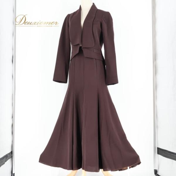 【中古】atelier prima アトリエプリマ フラメンコ 衣装 ツーピース セットアップ ジャケット ファルダ スカート ペチコート 無地 茶色 綺麗 シンプル ダンス …
