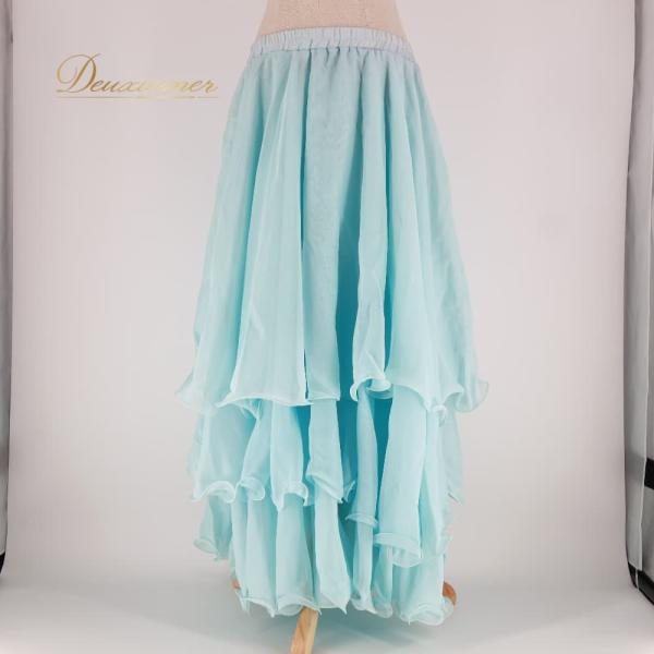 中古 Garam garam ガラムガラム ベリーダンス 衣装 スカート オリエンタル ブルー系 無地 シンプル フリル 水色 淡い かわいい 練習 レッスン ダンス衣装 …