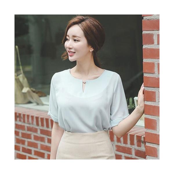 シャツ ブラウス 秋 冬 秋 レディース 女性 レディース オフィスカジュアル 40代 50代 ファッション 通勤 無地 半袖 服 きれいめ 18 春 新作 Buyee Servis Zakupok Tretim Licom Buyee Pokupajte Iz Yaponii