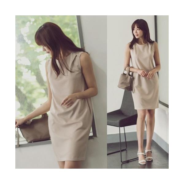 ワンピース 無地 服 きれいめ (通勤 オフィス OL) レディース30代 40代 50代 ファッション 女性 ワンピ 膝丈 ノースリーブ