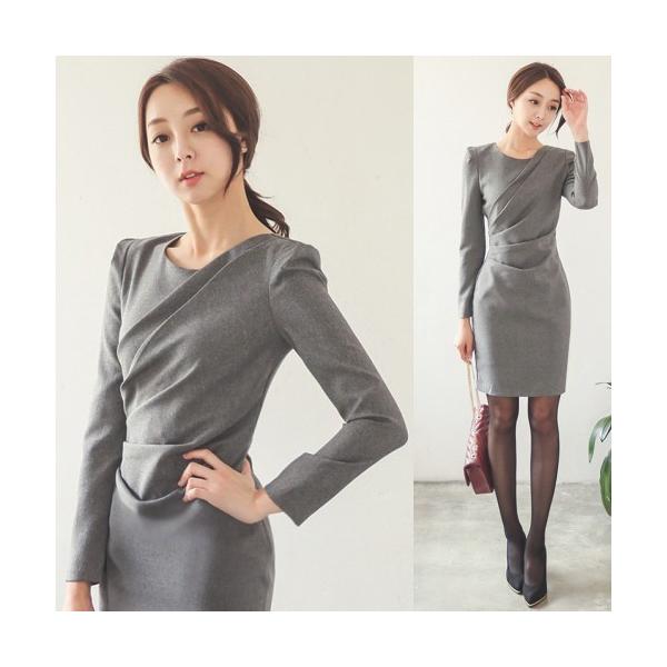 通勤 オフィス Ol 服 きれいめ レディース ワンピース タイトワンピ シャーリング ミニ丈 ミニワンピ 長袖 30代 40代 50代 ファッション 新作 Se Od Drh418 レディース 婦人服の Envylook 通販 Yahoo ショッピング