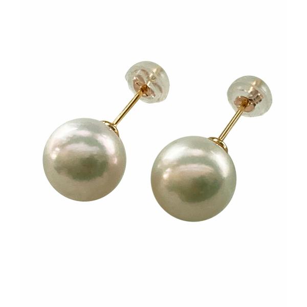 ピアス スタッド ピアス アコヤ真珠 9.5mm K18 大珠 大玉 貴重 真珠の
