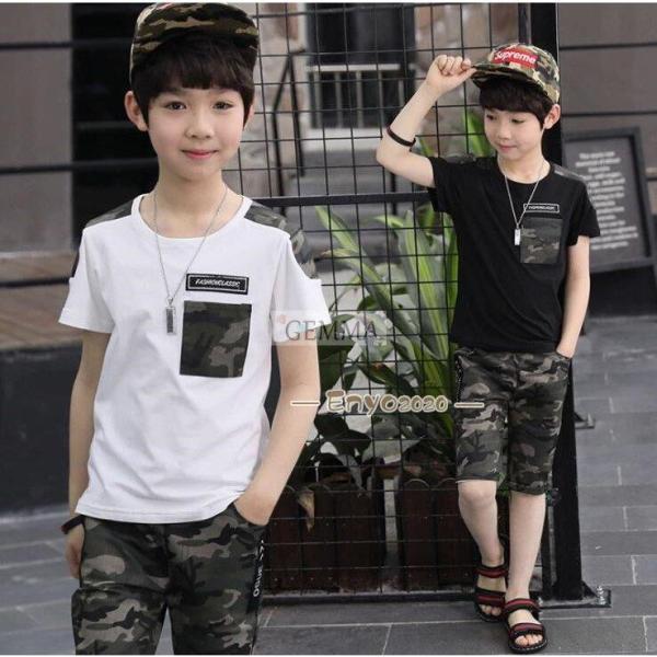 子供服 夏新作 子供ジャージ 男の子 上下セット迷彩 スウェット2点セット 半袖Tシャツ+ パンツ スポーツウェア キッズ ジュニア ◆カラー：画像をご参考ください◆セット内容点セット（Ｔシャツ＋パンツ）◆サイズ：画像をご参考ください◆サイ...
