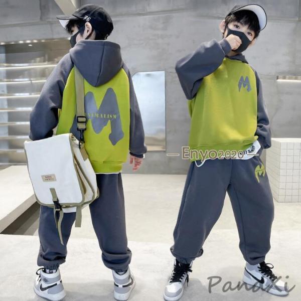 子供ジャージ  上下セット 男の子スウェットセットアップ パーカー トレーニングウェア スポーツウェア キッズ  ジュニア 子供服 春秋商品詳細■素材：綿■カラー：グリーン■サイズ：cm120：着丈48 バスト90  パンツ丈68 適応身長...