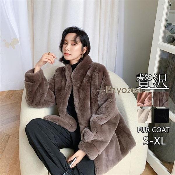 ミンクジャケット エコファー コート ミディアム丈 ふわふわ 3 enyo2020_dd240903-ttma81