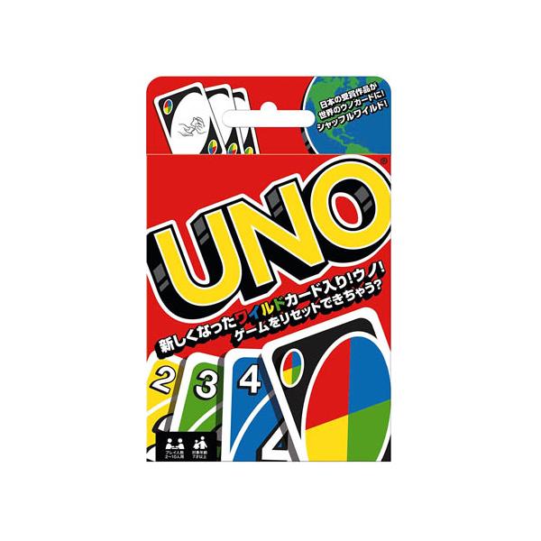 定番カードゲーム「UNO」。配られたカードを誰よりも早く場に切っていくカードゲーム。場に積まれているカードの同じ色か同じ数字のカードを切ることができる。最後の1枚になったら「UNO！」と宣言。手持ちのカードがなくなった人が勝ちです。ゲーム性...