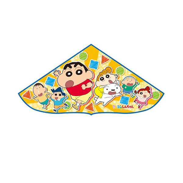 クレヨンしんちゃんのカイトです。大きめの横幅116cmです。商品サイズ・パッケージサイズ：W120mm×H690mm×D10mm・本体サイズ：W1160mm×H640mmセット内容・カイト・たこ糸35mご注意対象年齢3才以上。