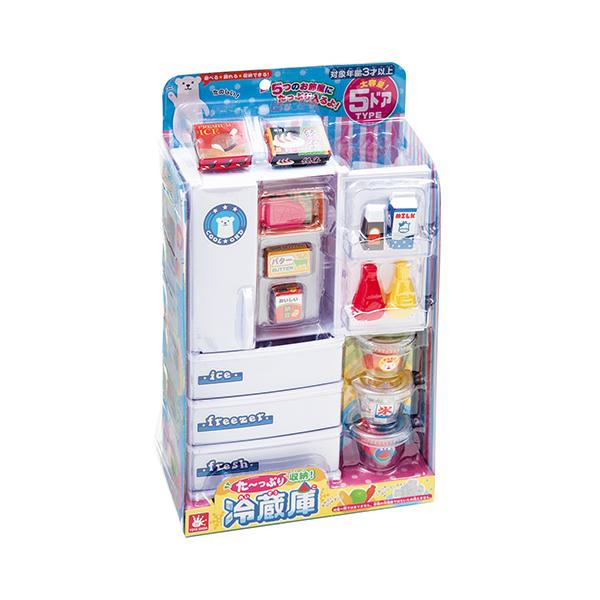 本物の冷蔵庫そっくり！ドアを開いて中に食べ物や調味料のおもちゃを収納できちゃう♪おままごとに最適、かわいい食べ物の小物がたっぷり入っているのでお子様にとっても喜ばれる玩具です。遊んだ後も楽しくお片付けできて、コンパクトに収納ができます！■商...