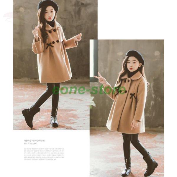 子供服 女の子 子供コート キッズ 魅力的な 秋冬 ラシャコート 厚手 アウター 折り襟 トレンチコート 暖かい 可愛い 防寒 キッズコート おしやれ ロングコート 冬コート