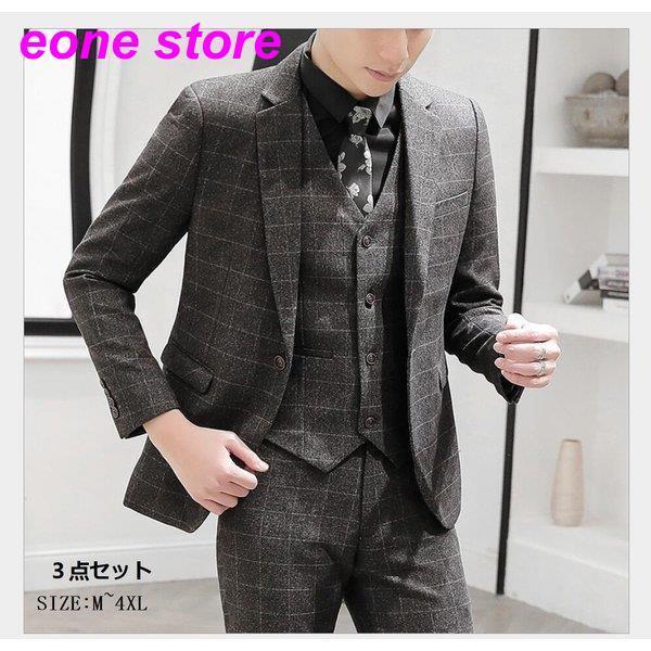 3ピーススーツ チェック柄スーツ メンズスーツ セットアップ フォーマル 結婚式 二次会 成人式 卒業式 就職活動 テーラードジャケット 大きいサイズ ビジネス Etxz3 E One Store 通販 Yahoo ショッピング