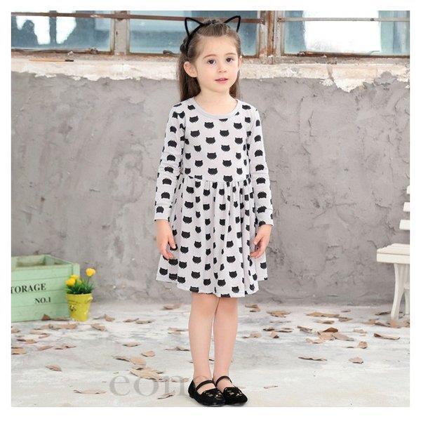 ワンピース キッズ 女の子 可愛い 秋冬 グレー スカート キッズ ねこ 女の子 北欧 ファッション 猫柄 おしゃれ かわいい 子供服 猫雑貨 Myp Bjm E One Store 通販 Yahoo ショッピング