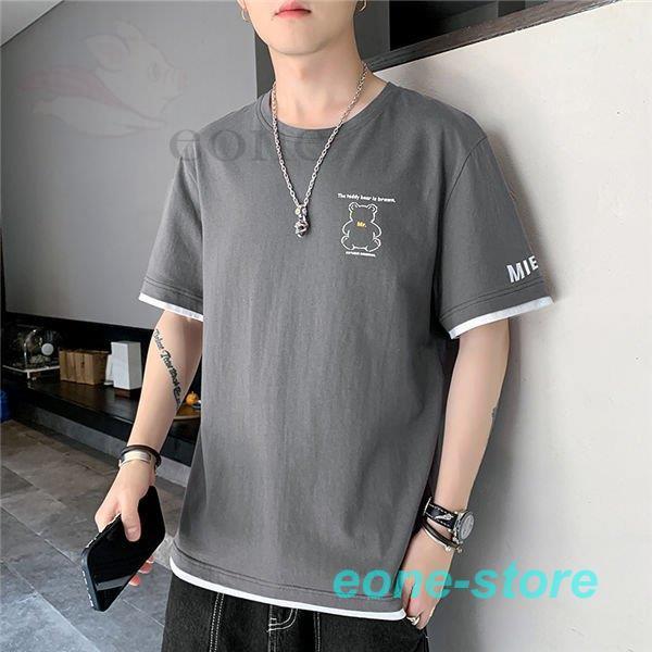 メンズ 半袖tシャツ トップス メンズファッション 人気 ティーシャツ カットソー 綿 Tシャツ 半袖tシャツ 白tシャツ 重ね着風tシャツ Nz6 E One Store 通販 Yahoo ショッピング