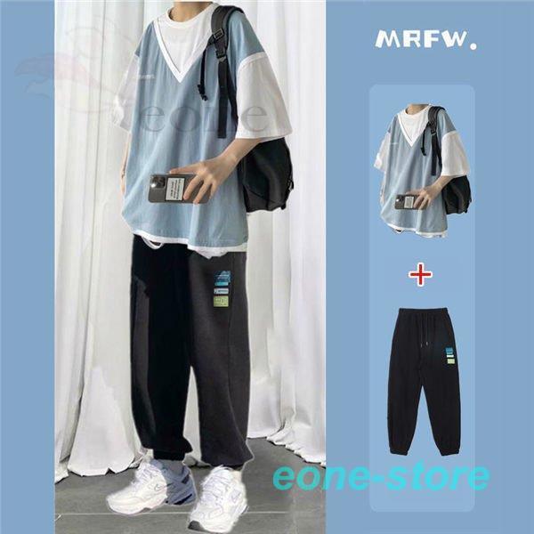 ジャージ メンズ スウェット上下セット 重ね着風 ゆったり 運動着 スウェットパンツ 通気 オシャレ 大人 スポーツウェア ルームウェア 夏 Nz6 E One Store 通販 Yahoo ショッピング