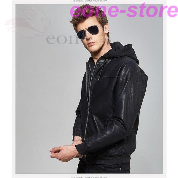色々な Puレザー フード付き レザーパーカー ライダースジャケット 革ジャン メンズ レザージャケット Puレザー フード付き ライダースジャケット 革ジャケット 帽子付き 防風 保温 スリムフィット 2way使用 革ジャケット ジャケット Smssvg Org