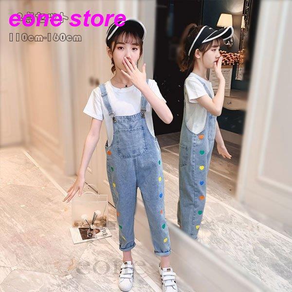 子ども服 夏服 女の子 セットアップ レジャー Tシャツ オーバーオール 2点セット 半袖 長ズボン 白いtシャツ 半袖 ハート柄パンツ 普段着 通学 夏着 110 160 Tz2 E One Store 通販 Yahoo ショッピング