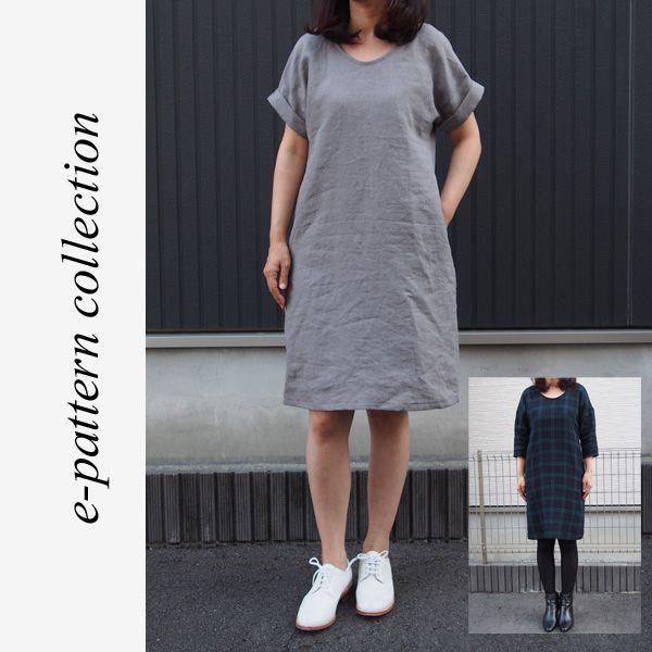 型紙 パターン 半袖 七分袖付き ドロップショルダープルオーバーワンピース型紙 テキスト付き Lop 002 Eパターン コレクション ヤフー店 通販 Yahoo ショッピング